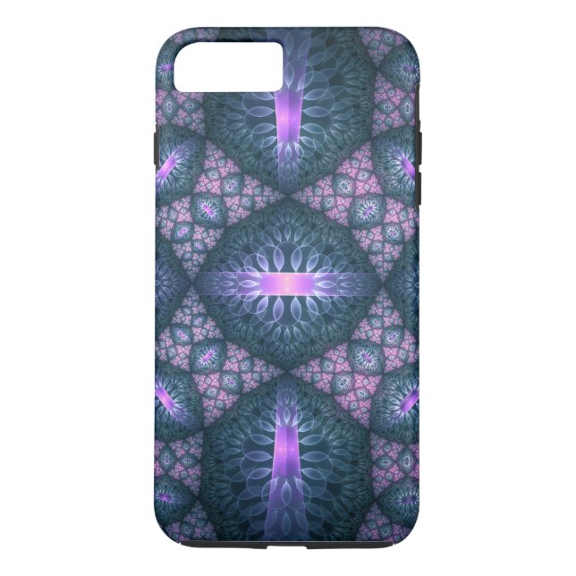 3D fraktal konst mönster turkos lila rosa Case-Mate iPhone Skal (Baksida)