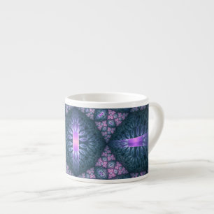 3D fraktal konst mönster turkos lila rosa Espressomugg