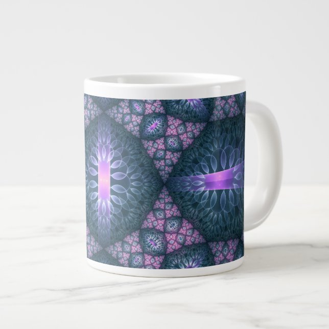 3D fraktal konst mönster turkos lila rosa Jumbo Mugg (Framsida höger)