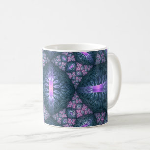 3D fraktal konst mönster turkos lila rosa Kaffemugg
