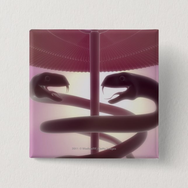 3d framförde den medicinska caduceusen knapp (Framsida)