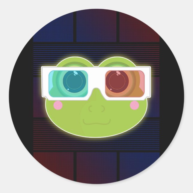 3D Frog Runt Klistermärke (Framsida)