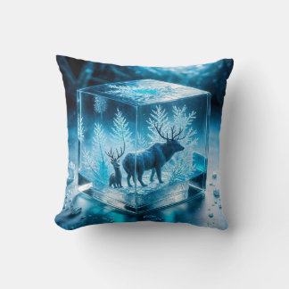 3D Fryst blått Hjort inkuberat i iskuben Kudde