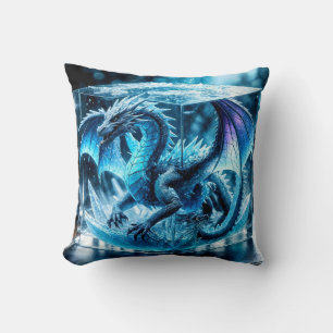 3D Fryst dragon Inkuberad i iskuben Kudde