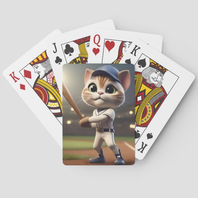 3D Funny Baseball Cat Casinokort (Baksidan)