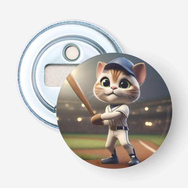 3D Funny Baseball Cat Flasköppnare (Framsidan)