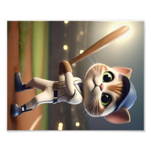 3D Funny Baseball Cat Fototryck