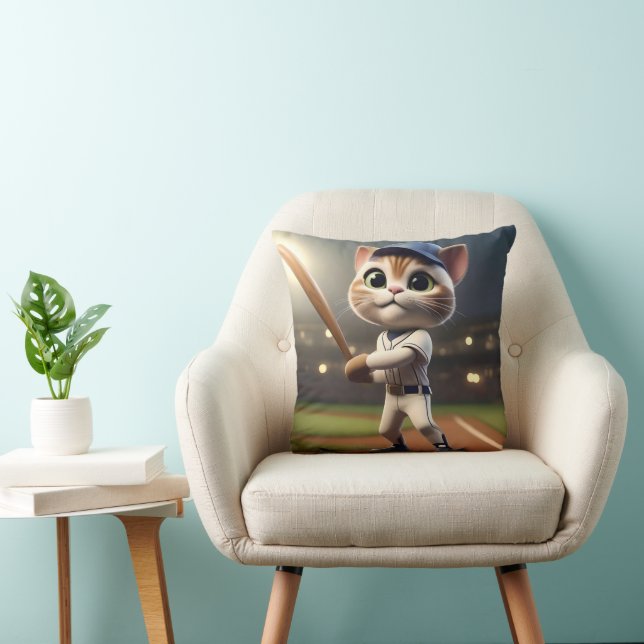 3D Funny Baseball Cat Kudde (Stol)