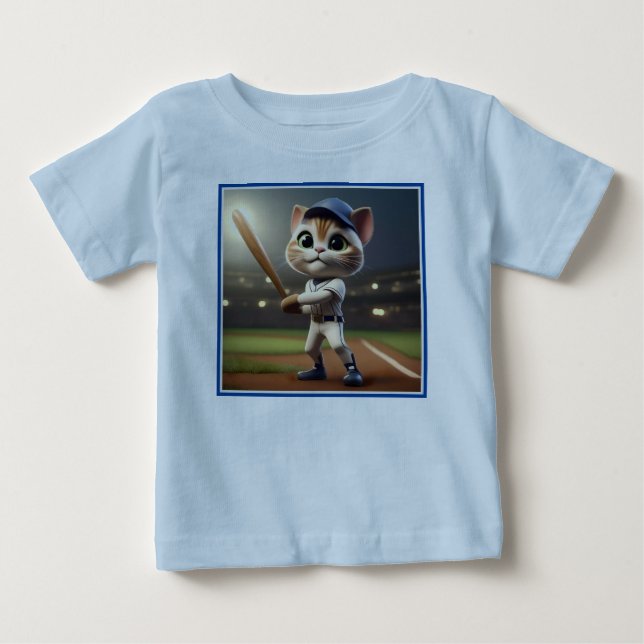 3D Funny Baseball Cat T Shirt (Framsida)