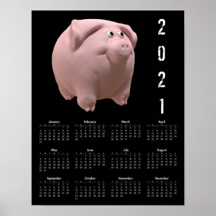 3D Funny Gris 2 Black Calendar Poster 2021