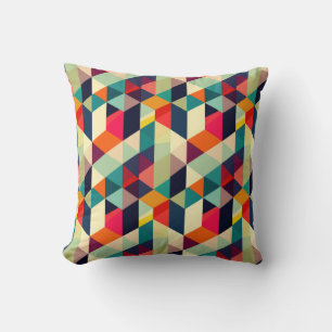 3D Geometric Mönster RETRO Mid Century Colorful Kudde