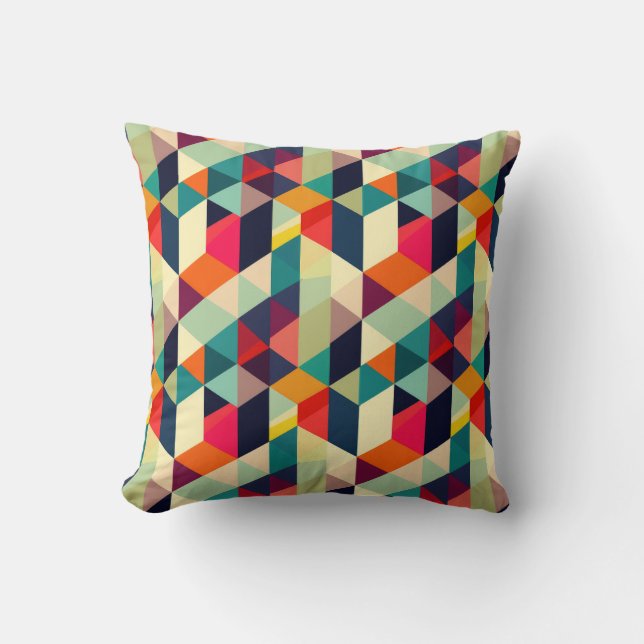 3D Geometric Mönster RETRO Mid Century Colorful Kudde (Framsida)