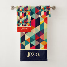 3D Geometric Mönster RETRO Monogrammed Namn