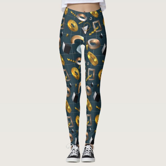 3D Geometriskt Mönster Leggings (Framsida)