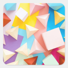 3D Geometriskt Pastell Origami Mönster Abstrakt Fyrkantigt Klistermärke