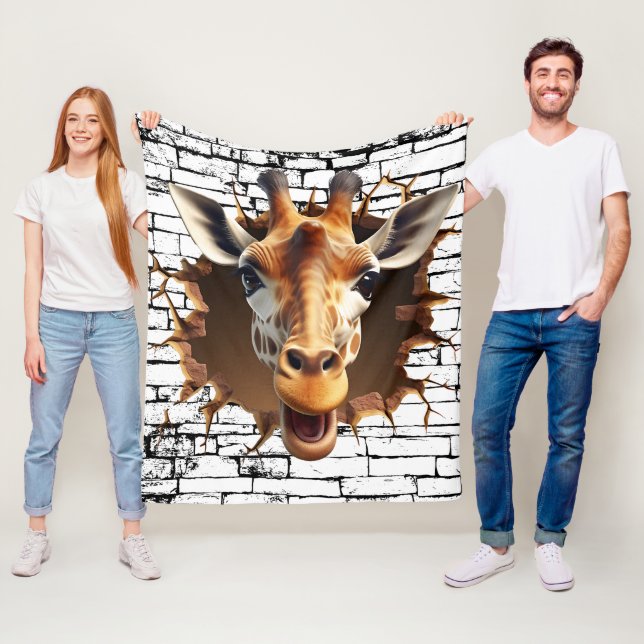 3D-Giraff Väggbrottskonst – Realistisk Safari Fleecefilt (På plats)