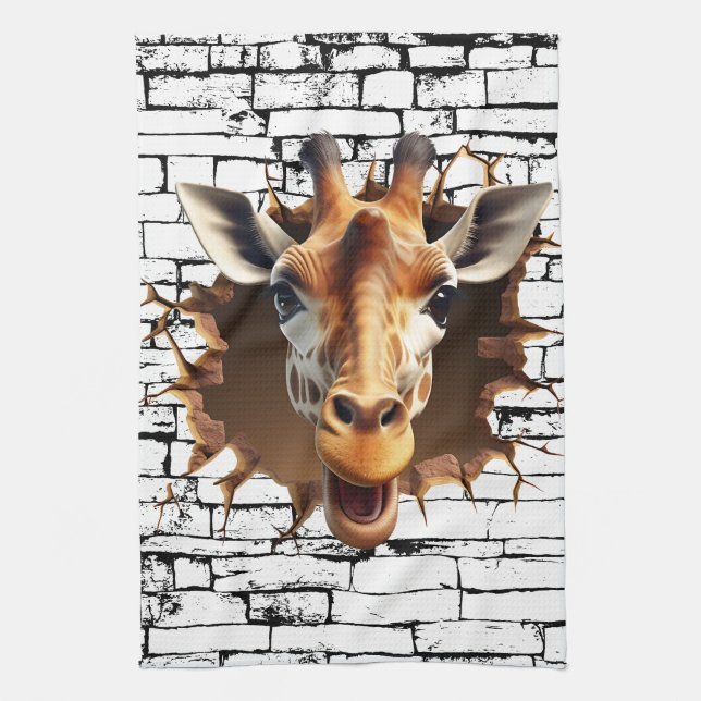 3D-Giraff Väggbrottskonst – Realistisk Safari Kökshandduk (Vertikal)