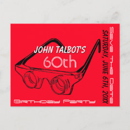 3D-glasögon 60-årsdag Spara datumet Meddelande Vykort