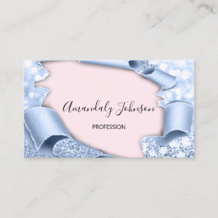 3D Glitter Makeup Artist Ro Rosa Blue Glitter Visitkort