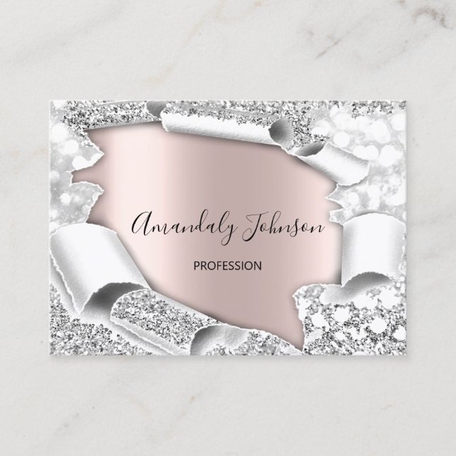 3D Glitter Makeup-evenemangsplanerare RO Silver Visitkort (Framsida)