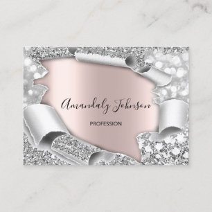 3D Glitter Makeup Event Hairdresser RO Silver Visitkort