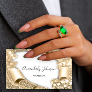 3D Glitter Makeup Event Planner Champaign Guld Visitkort