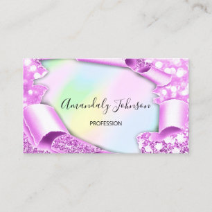 3D Glitter Makeup Event Planner Holograph-Rosa Visitkort