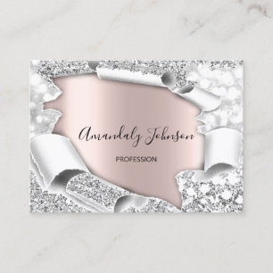3D Glitter Makeup Händelseplanering RO Silver Visitkort