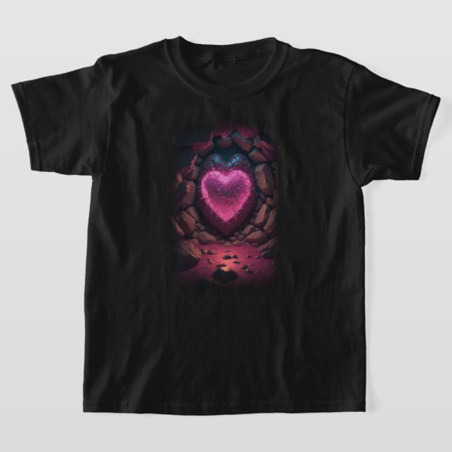 3d Glödande hjärta djupt inne T Shirt (Laydown)