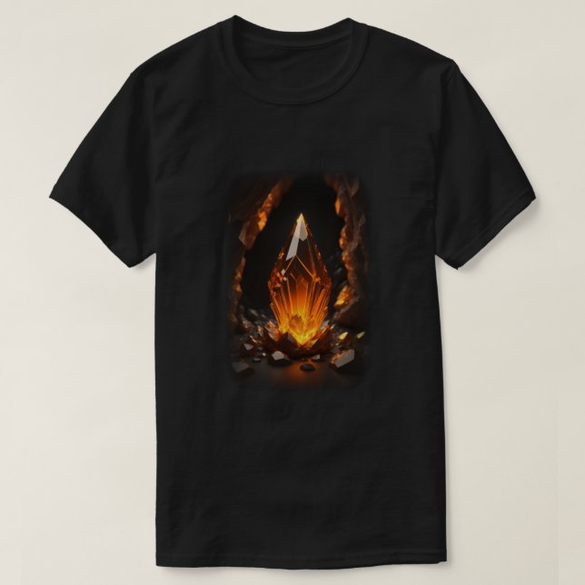 3d Glödande Kristall Orange Röd T Shirt (Design framsida)
