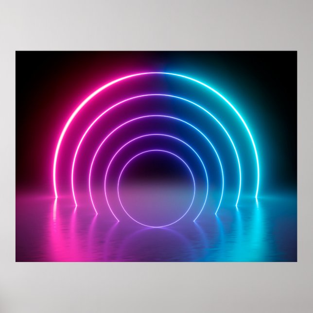 3d, glödande linjer, tunnel, neon ljus, virtuellt  poster (Framsidan)