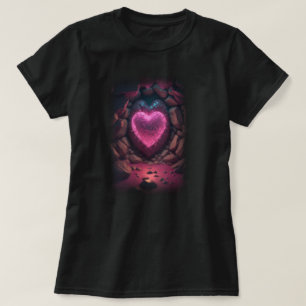 3d Gloserande hjärtdjup insida T Shirt