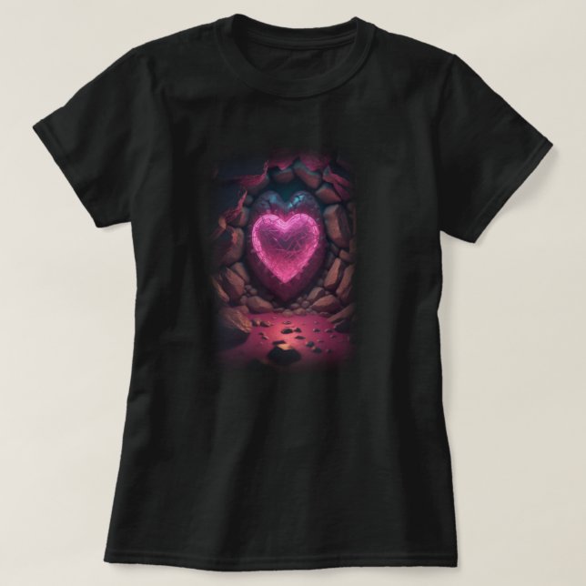 3d Gloserande hjärtdjup insida T Shirt (Design framsida)