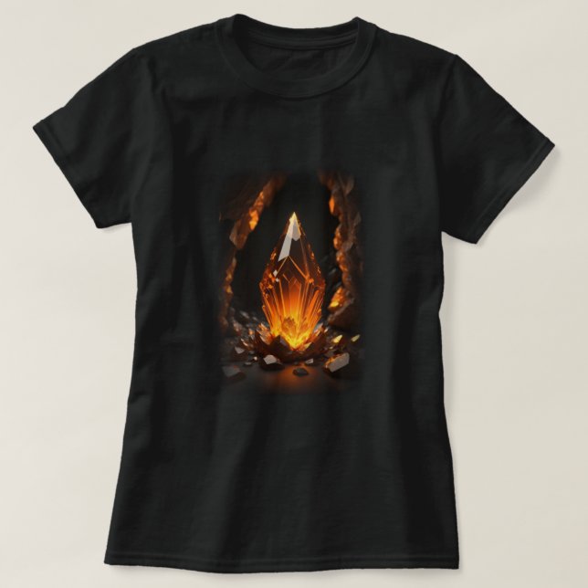 3d Glowing Crystal Orange Red T Shirt (Design framsida)