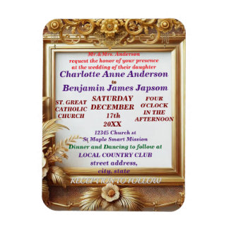 3D Golden Blommigt Botanical Ram Magnet