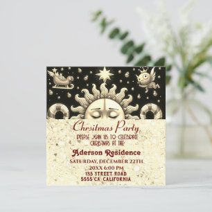 3d Golden jul Sol Golden jul Party Inbjudningar
