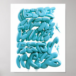 3D Graffiti Brev Hand-Drawn in Procreate Poster