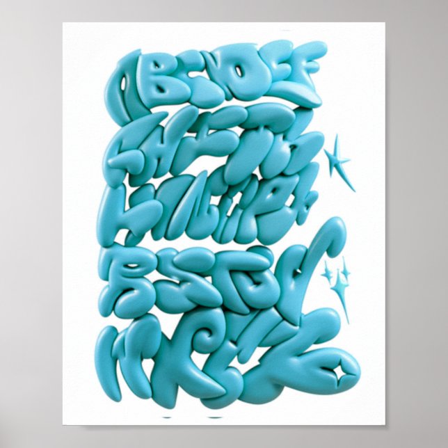 3D Graffiti Brev Hand-Drawn in Procreate Poster (Framsidan)