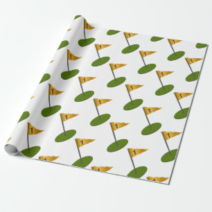 3d grönt med flagga - hål i ett. presentpapper