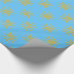3D Gul Sol Ritningsmönster Presentpapper