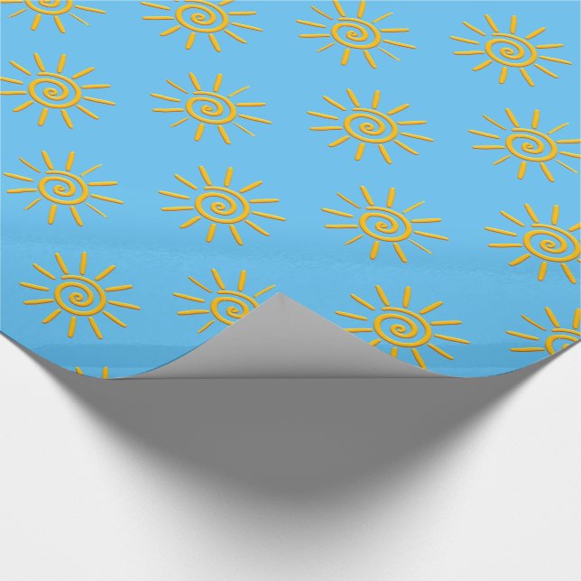 3D Gul Sol Ritningsmönster Presentpapper (Hörn)