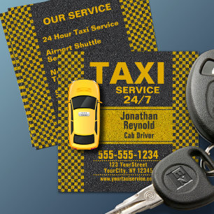 3D Gul Taxi 24/7 Tjänst Taxichaufför Fyrkantigt Visitkort