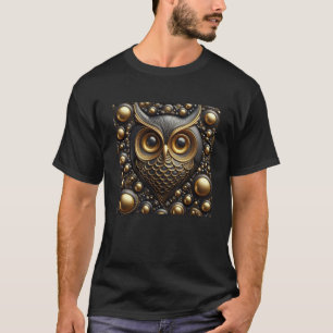 3d Guld Black Uggla-fästare T Shirt