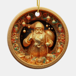 3d guld Jultomten Julgransprydnad Keramik