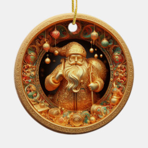 3d guld Jultomten Julgransprydnad Keramik