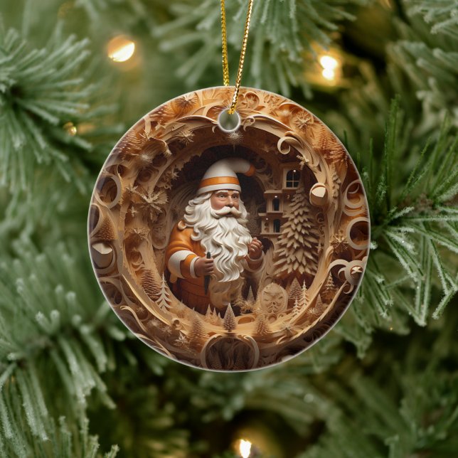 3d Guld Jultomten Julgransprydnad Keramik (Träd)