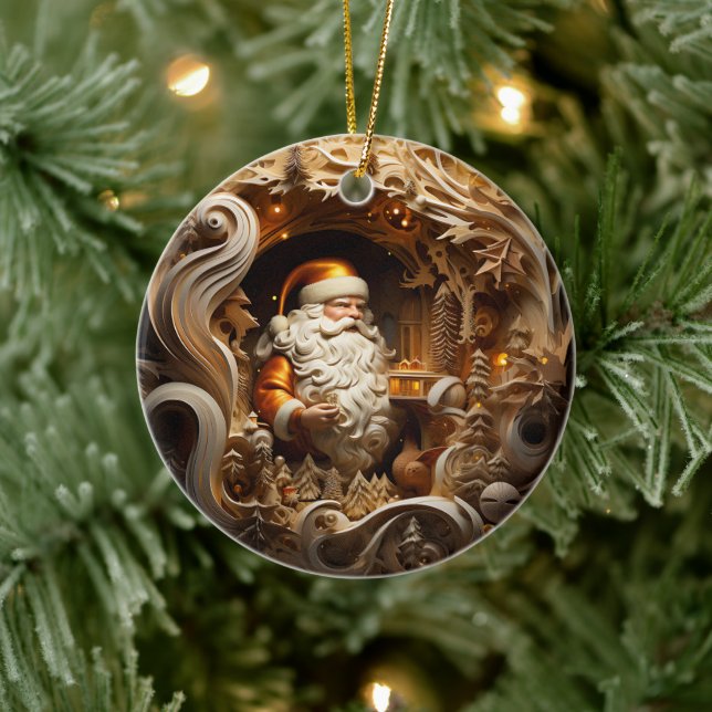 3d Guld Jultomten Julgransprydnad Keramik (Träd)
