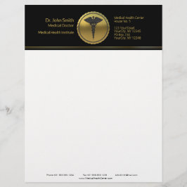 3D Guld Medicinsk Professionell Kaduceus Emblem Brevhuvud