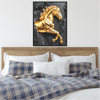 3D Guldhäst Stenlindning Canvas