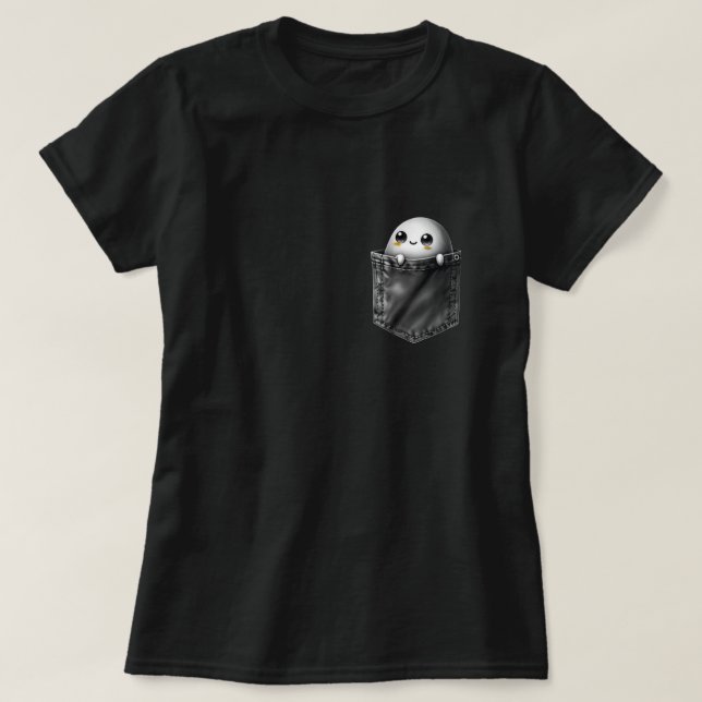 3d Halloween Ghost i ett fickformat T Shirt (Design framsida)